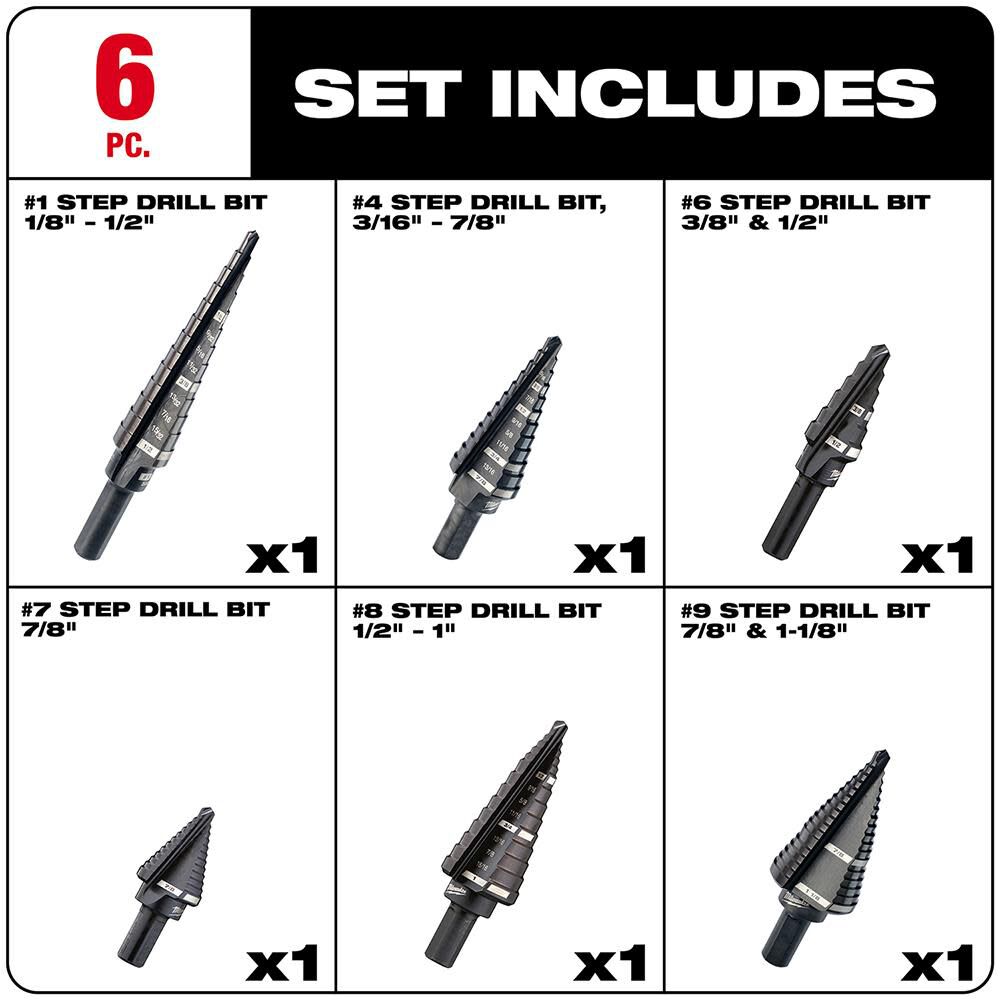 6-Piece Step Drill Bit Set 48-89-9224