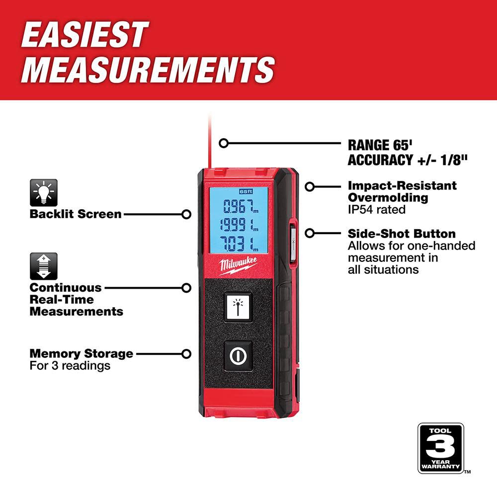 65 Ft. Laser Distance Meter 48-22-9801