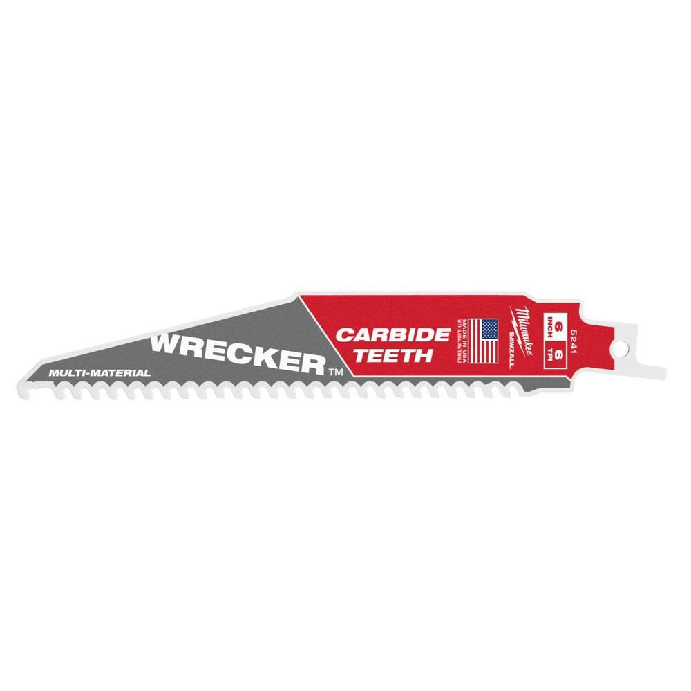 6inch 6 TPI THE WRECKER with Carbide Teeth SAWZALL Blade 3PK 48-00-5341