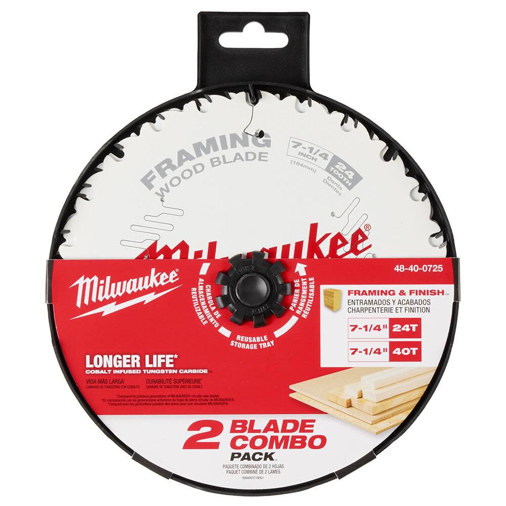 7-1/4inch 24T & 40T Circular Saw Blade 2PK 48-40-0725