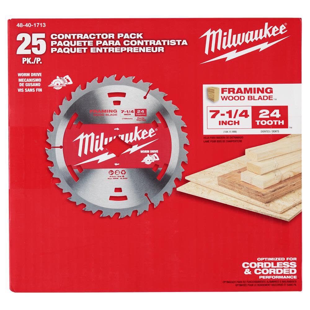 7-1/4inch 24T Construction Worm Drive Framing Contractor Pack (25PK) 48-40-1713