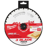 7-1/4inch 24T Framing Circular Saw Blade 3PK 48-40-0733