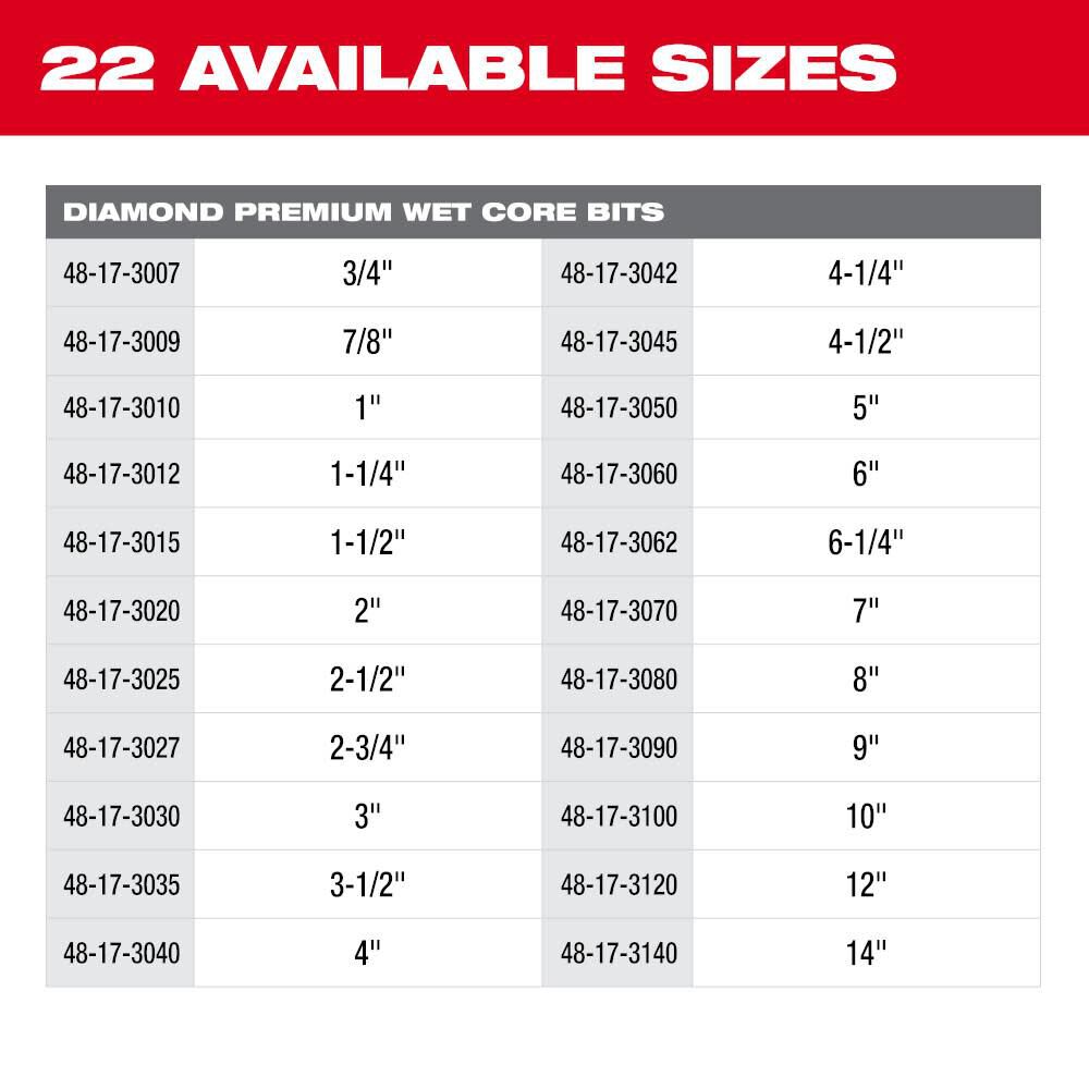 7 in Diamond Premium Wet Core Bit 48-17-3070