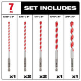 7 pc SHOCKWAVE Carbide Hammer Drill Bit Kit 48-20-9052