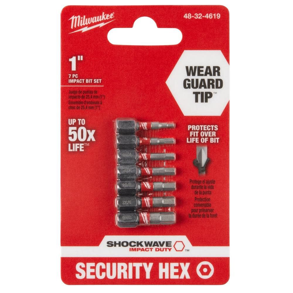 7-Piece SHOCKWAVE Impact Hex Security Insert Bit Set 3PK 48-32-4619