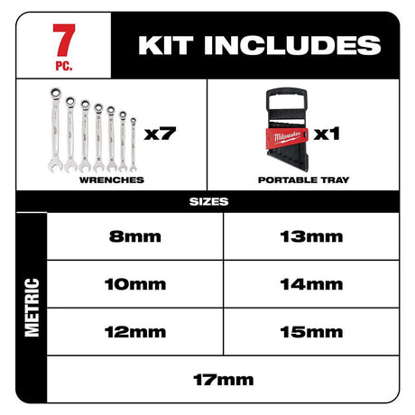 7pc Ratcheting Combination Wrench Set - Metric 48-22-9506