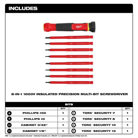 8-in-1 1000V Insulated Precision Multi-Bit Screwdriver Set 48-22-2217