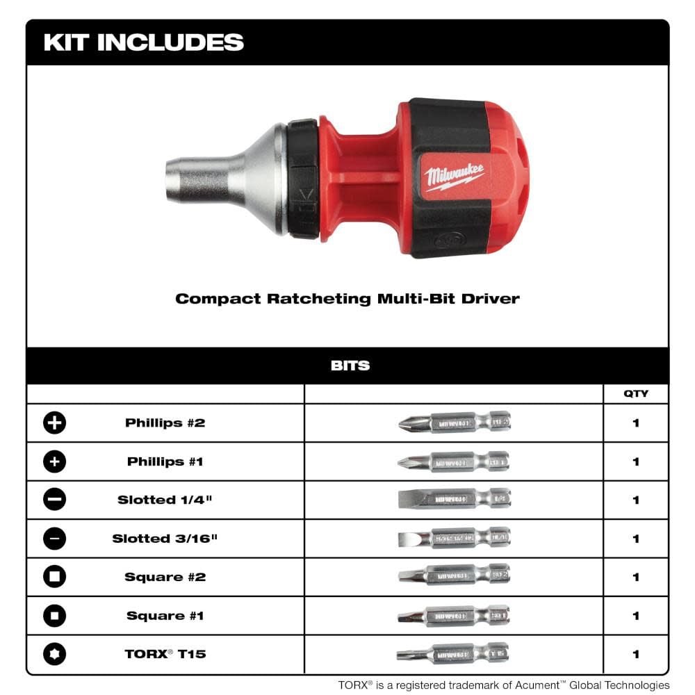 8-in-1 Compact Ratcheting Multi-Bit Driver 48-22-2330