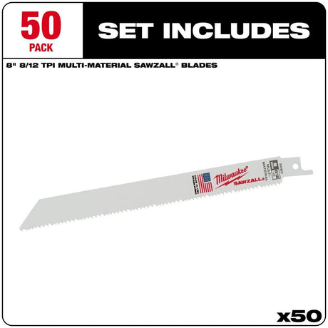 8 in. 8/12 TPI SAWZALL Blades (50 Pack) 48-01-6093