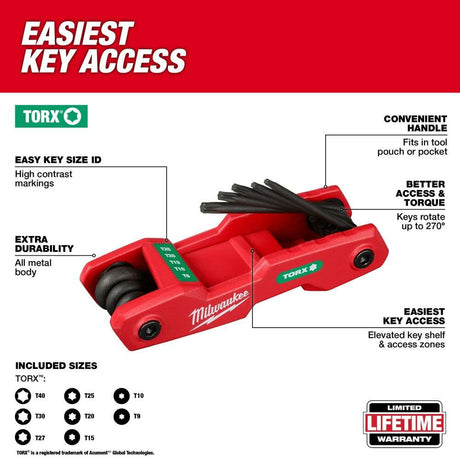 8 Key Folding Hex Key Set Torx 48-22-2184