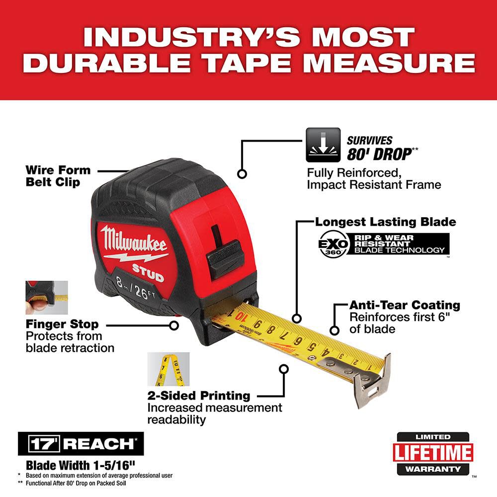 8m/26ft Gen II STUD Tape Measure 48-22-9726