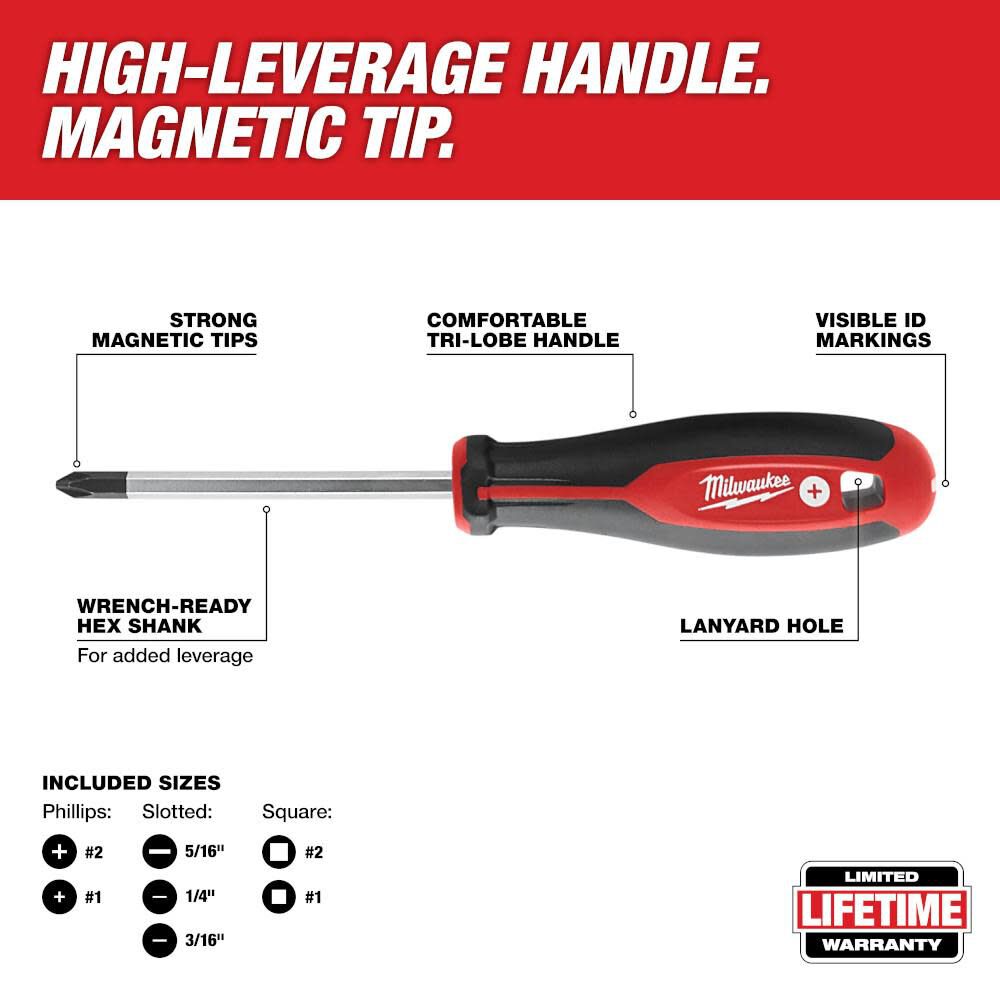 8pc Screwdriver Kit with Square 48-22-2718