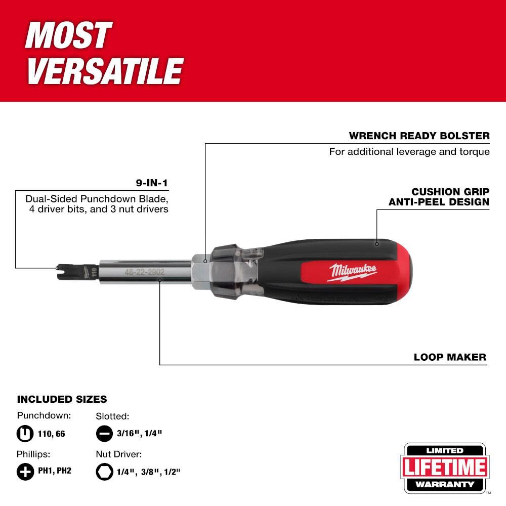 9-in-1 Punchdown Multi-Bit Screwdriver 48-22-2902