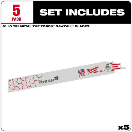 9 in. 10 TPI THE TORCH SAWZALL Blades 5PK 48-00-5713