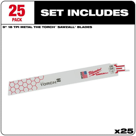9 in. 18 TPI THE TORCH SAWZALL Blade 25PK 48-00-8788