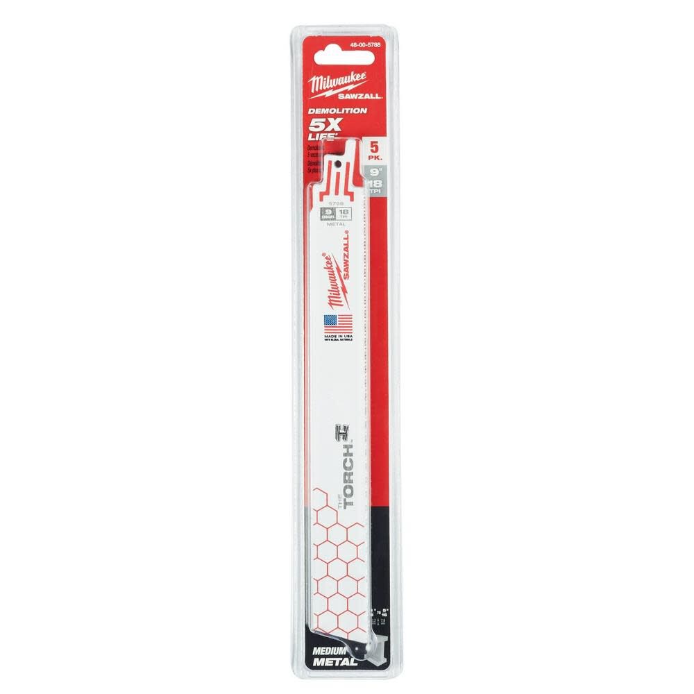 9 in. 18 TPI THE TORCH SAWZALL Blade 5PK 48-00-5788