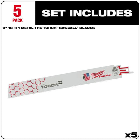 9 in. 18 TPI THE TORCH SAWZALL Blade 5PK 48-00-5788