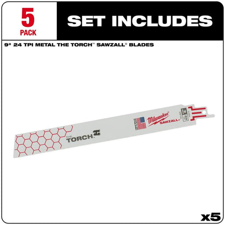 9 in. 24 TPI THE TORCH SAWZALL Blades 5PK 48-00-5790