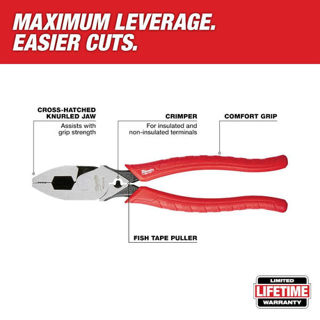 9 in. High Leverage Lineman's Pliers with Crimper 48-22-6100