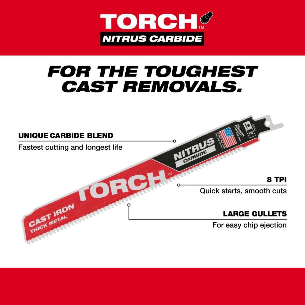 9inch 7TPI The TORCH for Cast Iron with NITRUS CARBIDE 1PK 48-00-5262