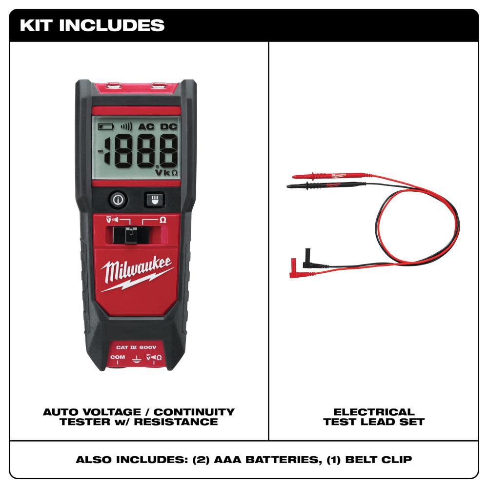 Auto Voltage/Continuity Tester with Resistance Measurement Set 2213-20