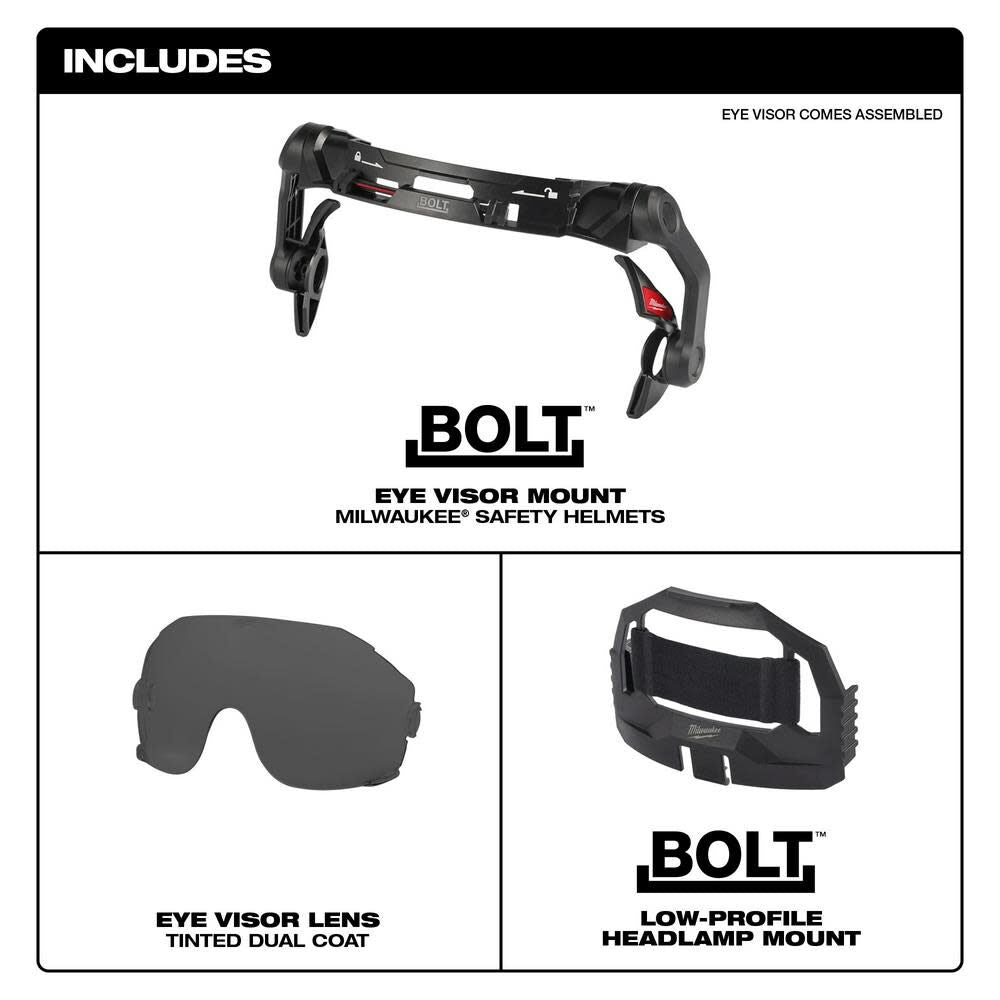 BOLT Eye Visor Tinted Dual Coat Lens Compatible with Safety Helmets 48-73-1416