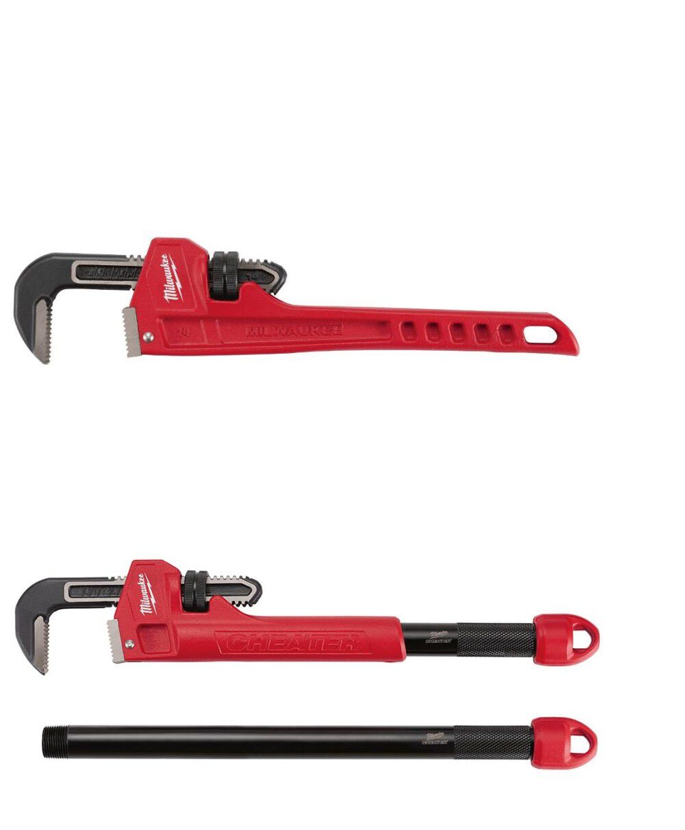 Cheater Pipe Wrench & 14inch Steel Pipe Wrench Bundle 48-22-7114-7134