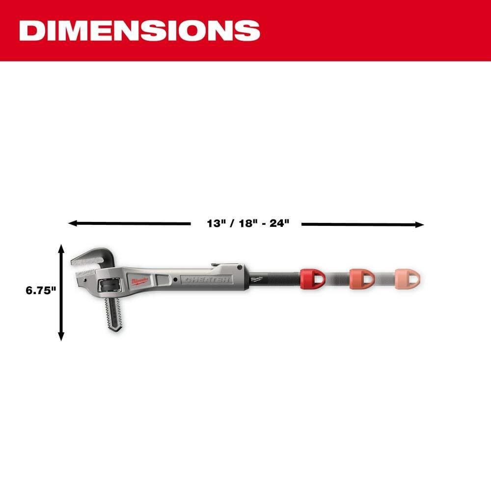 CHEATER Pipe Wrench Aluminum Offset Adaptable 48-22-7322