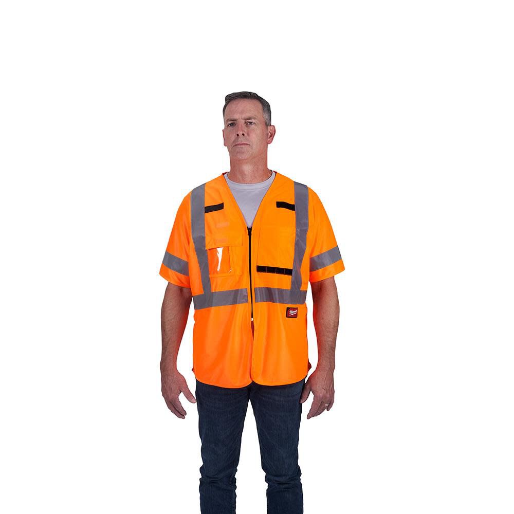 Class 3 High Visibility Orange Safety Vest - 4XL/5XL 48-73-5148