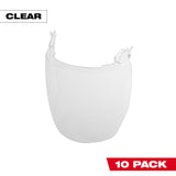 Clear Face Shield Replacement Lenses No Brim Helmet Only Mount 10pk 48-73-1445