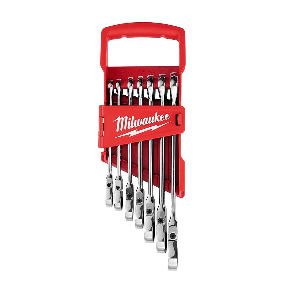 Combination Wrench Set SAE Flex Head Ratcheting 7pc 48-22-9429