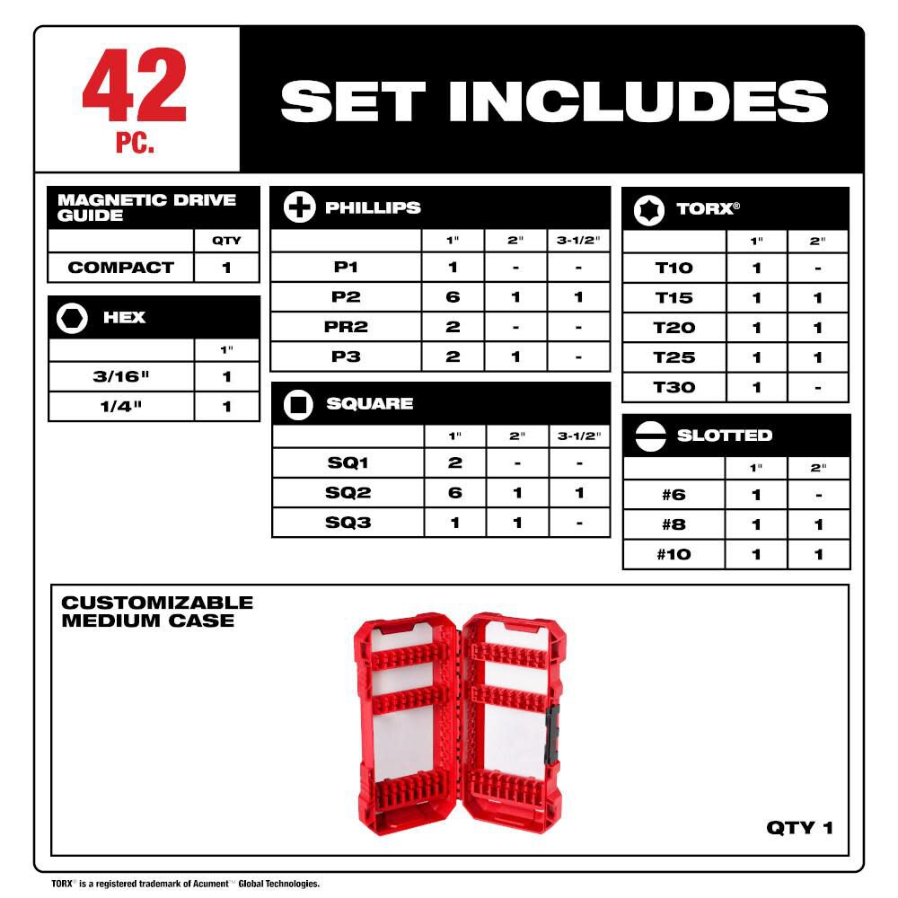 Driver Bit 42 Piece Set 48-32-1554