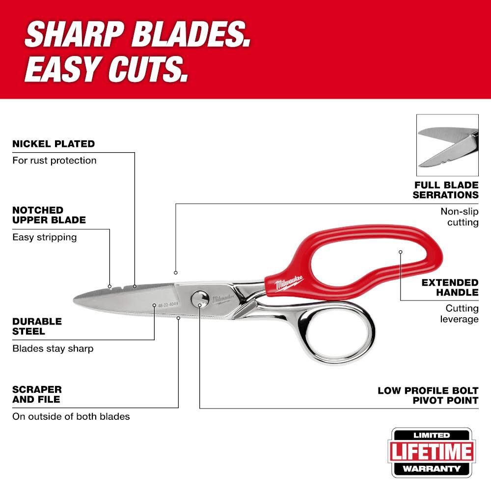 Electrician Scissors with Extended Handle 48-22-4049