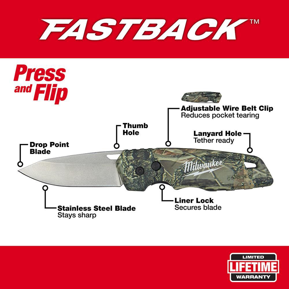 FASTBACK Camo Folding Knife 48-22-1524