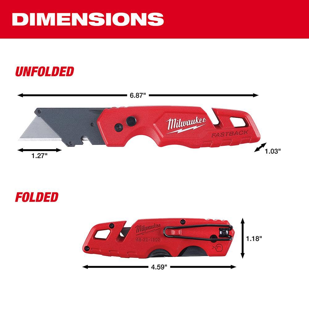 FASTBACK Folding Utility Knife with Blade Storage 48-22-1502