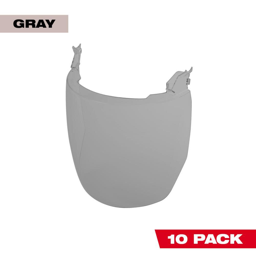 Gray Face Shield Replacement Lenses No Brim Helmet Only Mount 10pk 48-73-1447