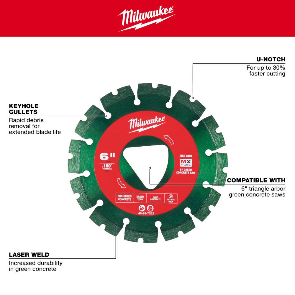 Green 6 in x .100 in Diamond Blade for Green Concrete 49-93-7262