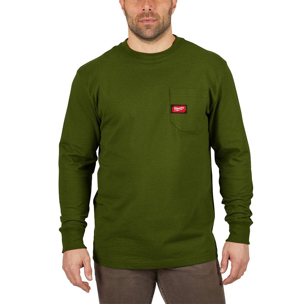 Heavy Duty Green Pocket Long Sleeve T-Shirt - 2X 602OG-2X