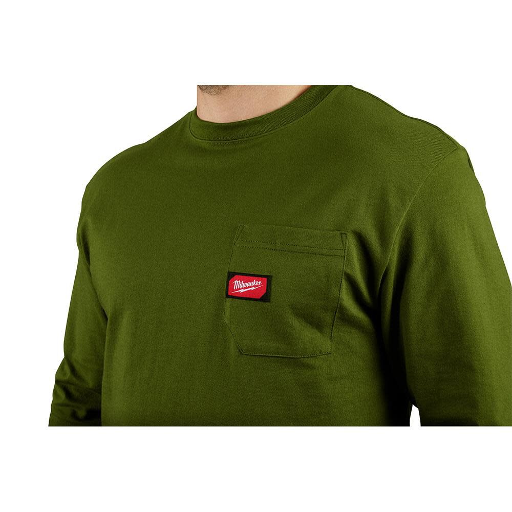 Heavy Duty Green Pocket Long Sleeve T-Shirt - 2X 602OG-2X