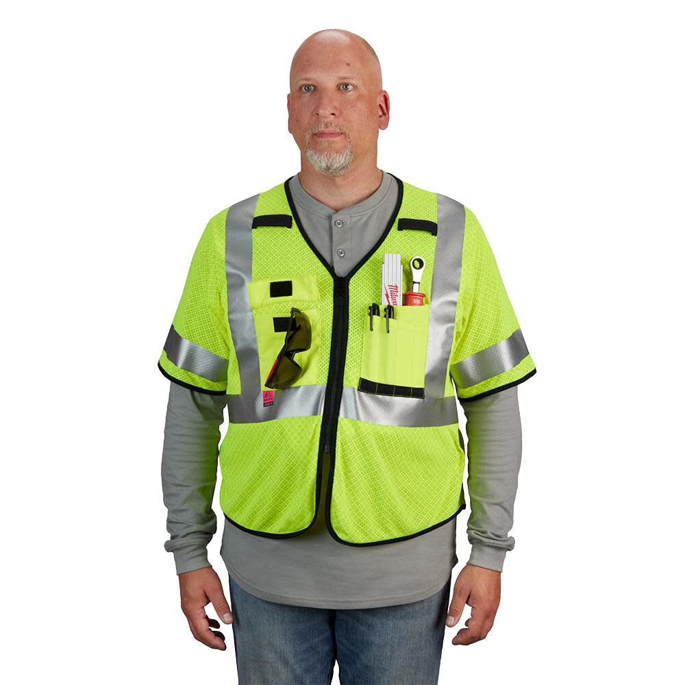 High Vis Safety Vest Yellow Class 3 Mesh AR/FR Cat 1 S/M 48-73-5221M910