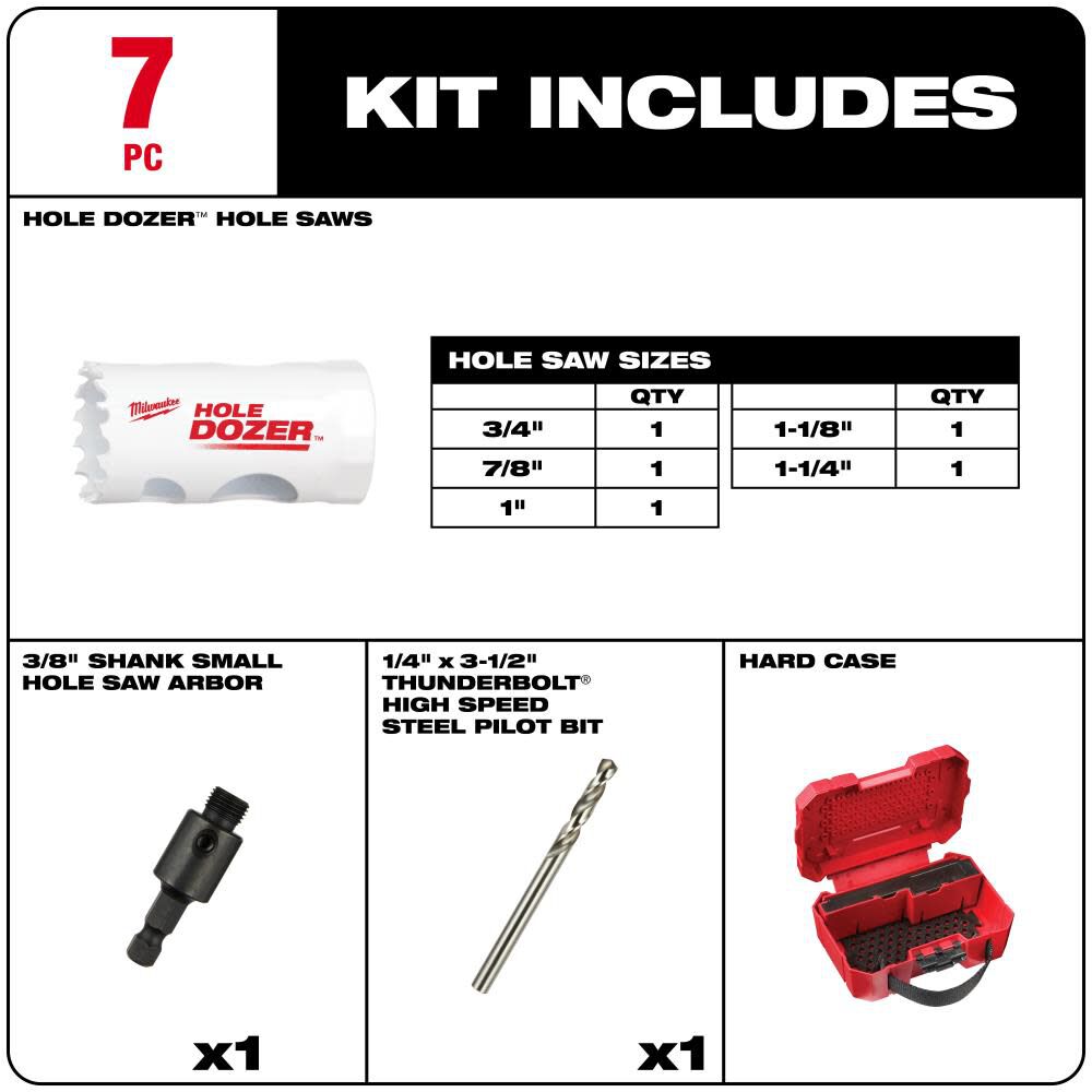 HOLE DOZER Automotive Hole Saw Kit - 7PC 49-22-4083