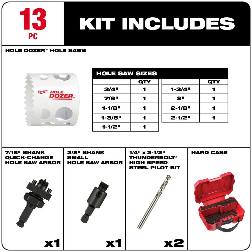 HOLE DOZER General-Purpose Hole Saw Kit - 13PC 49-22-4025