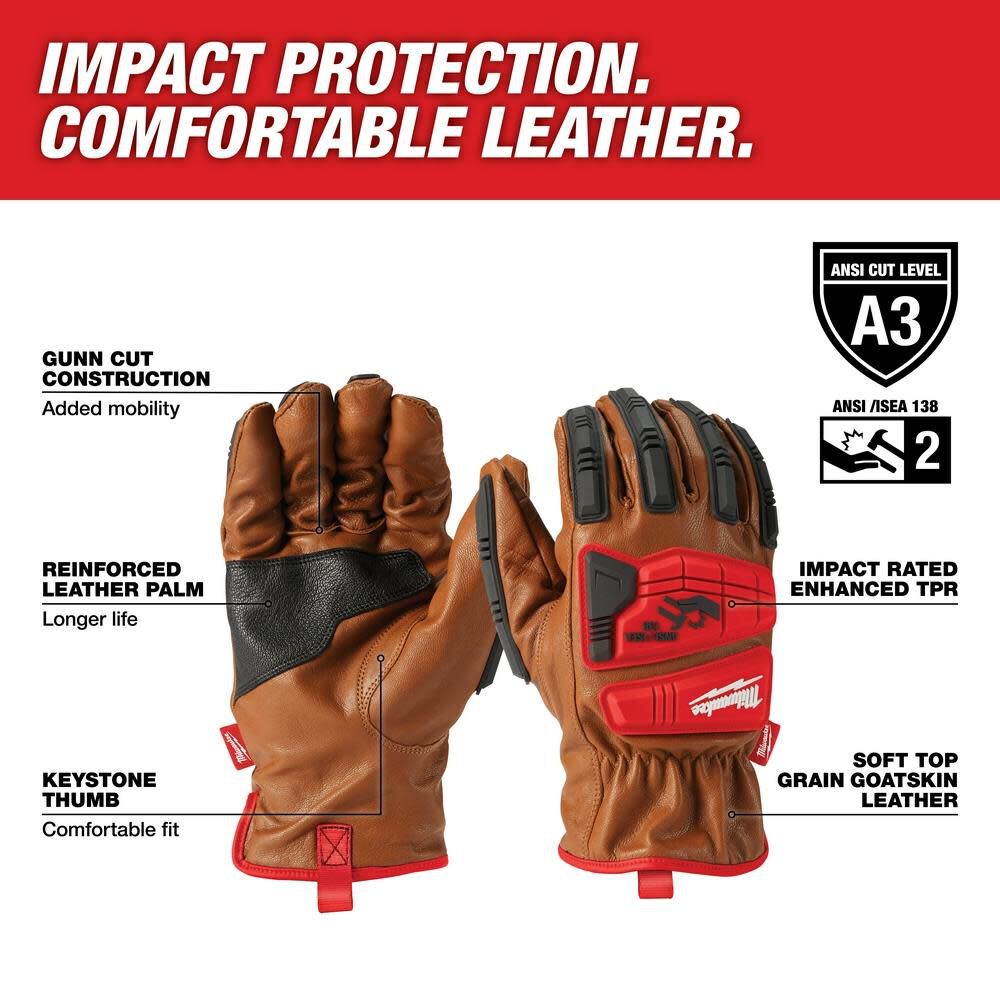 Impact Cut Level 3 Gloves Goatskin Leather 48-22-8770