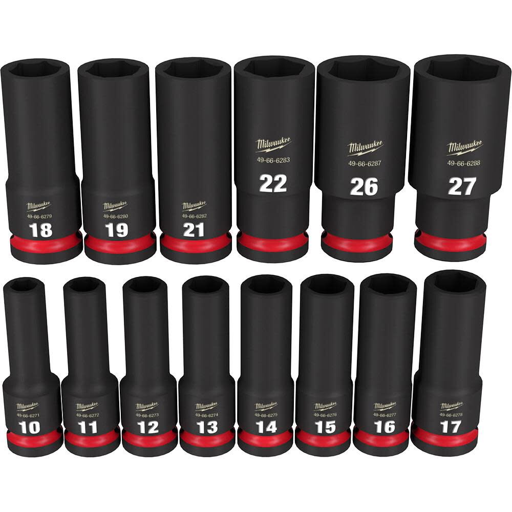 Impact Socket 1/2in Drive Metric Deep 6 Point 14 pc 49-66-7014