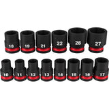 Impact Socket 1/2in Drive Metric Standard 6 Point 14pc 49-66-7013