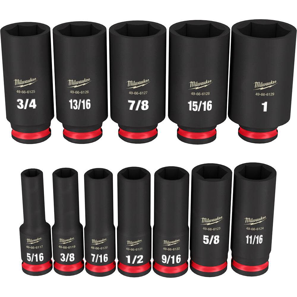 Impact Socket 12PC 3/8in Drive SAE DP 6Point Tool Set 49-66-7006