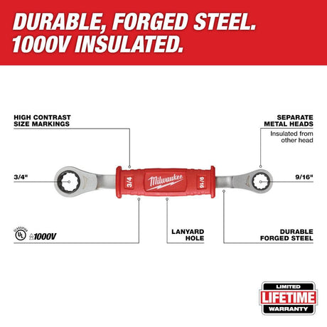 Linemans 2-in-1 Insulated Ratcheting Box Wrench 48-22-9211