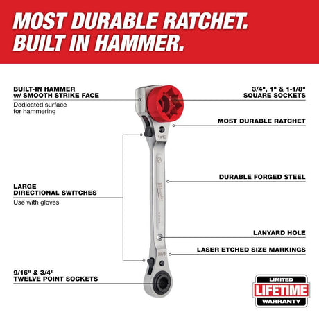 Linemans 5-in-1 Ratcheting Wrench 48-22-9216