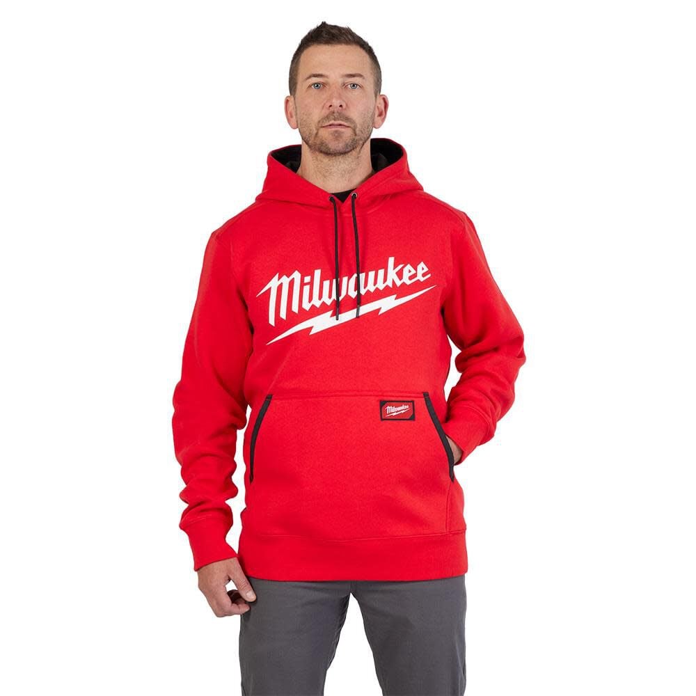 Midweight Pullover Hoodie Big Logo Red 352R-XL