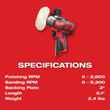 M12 12 Volt Lithium-Ion Cordless Variable Speed Polisher/Sander (Bare Tool) 2438-20